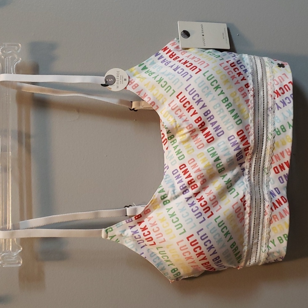 Lucky Brand NWT Rainbow Logo with Lace Bra, Small